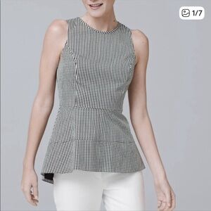 White House Black Market Checkered Peplum Women’s Top Size 4P